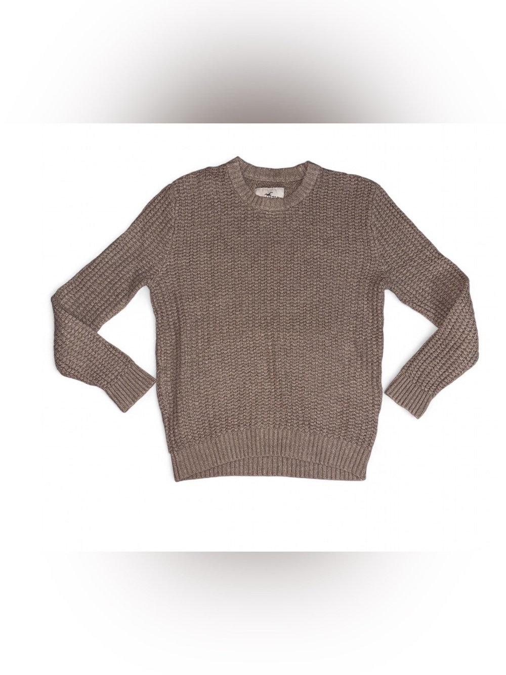 Hollister Women's Taupe Crewneck Cable Knit Sweater